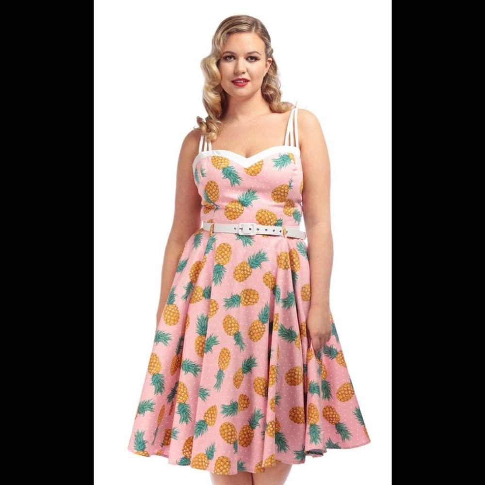 Collectif Mainline Nova Pineapple Swing Dress